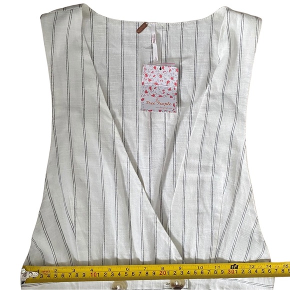 NEW Free People Diana Wrap Midi Dress Ivory Black Stripe Button Pockets Small - Picture 10 of 13